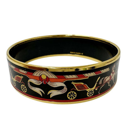Hermes Bangle Emile GM Ladies Brand GP Black Gold Cloisonne Bangle Fashionable