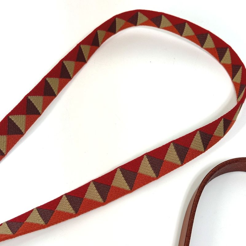 Hermes Lead Dog Lead Medor Slim Canvas/leather Dark Irish Red
