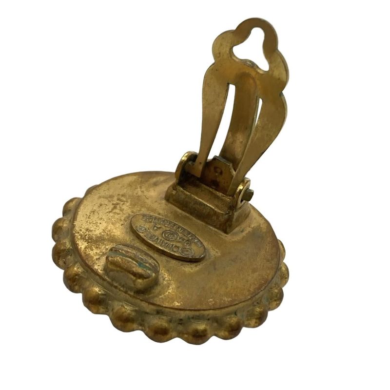 Chanel Earring Coco Mark Gold And Black Earrings (one Side)