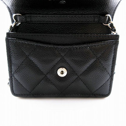 Chanel Chain Wallet Pouch Mini Matelasse Caviar Skin Black 30's Ladies Tnt