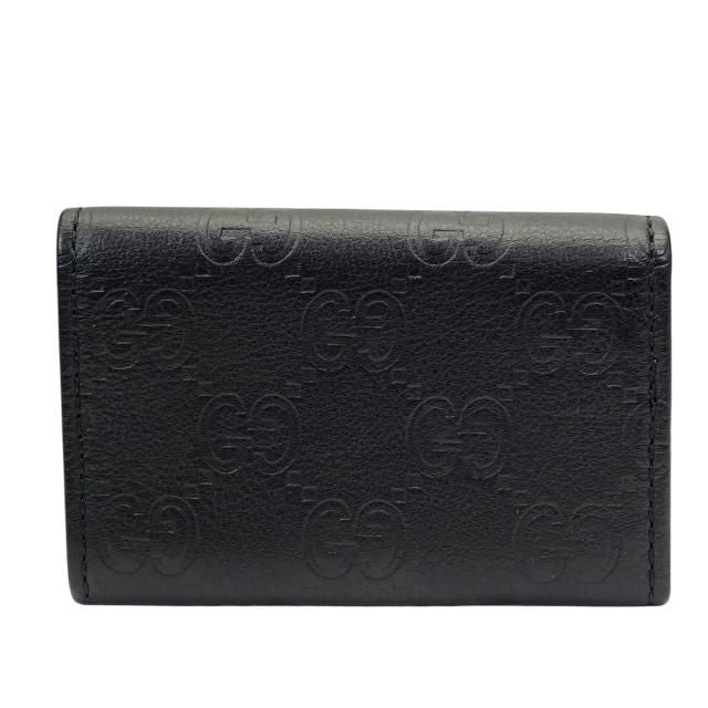 Gucci 138098 Guccissima 6-slot Key Case Key Hook Leather Black