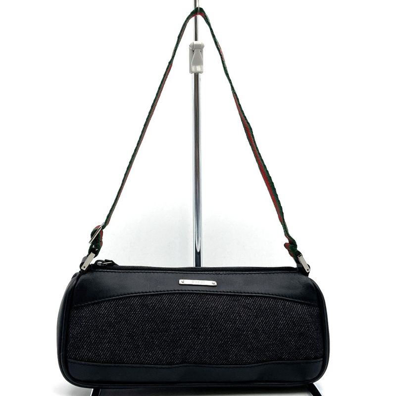 Gucci 92820 Pouch Handbag Black Canvas Sherry Line Women's Men's Fashion