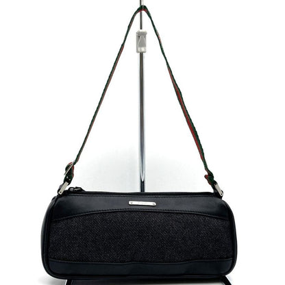 Gucci 92820 Pouch Handbag Black Canvas Sherry Line Women's Men's Fashion