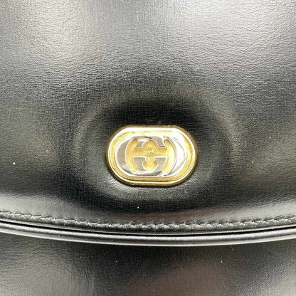 Gucci Handbag Black Leather Ladies Men Fashion Branded