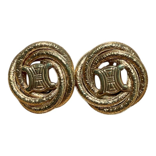 Celine ⑤ BIG Logo Earring Women's Gold FREE