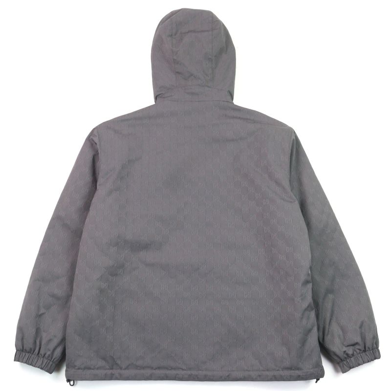 Gucci 24AW 795697 GG Nylon Logo Embroidery Reversible Hooded Padded Jacket