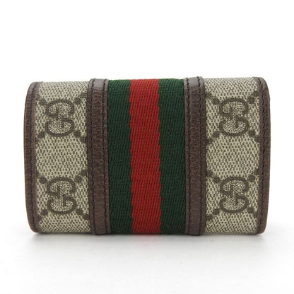 Gucci Key Case Off Deer 603732 Sherry GG Supreme Canvas Leather Beige Green Red