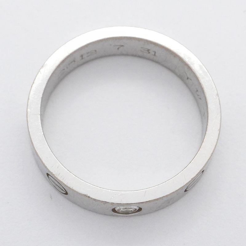 Cartier Ring Mini Love 1PD 18K White Gold White Togo Old Diamond #50 Ladies