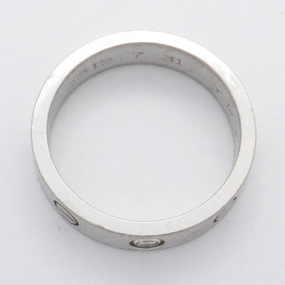 Cartier Ring Mini Love 1PD 18K White Gold White Togo Old Diamond #50 Ladies