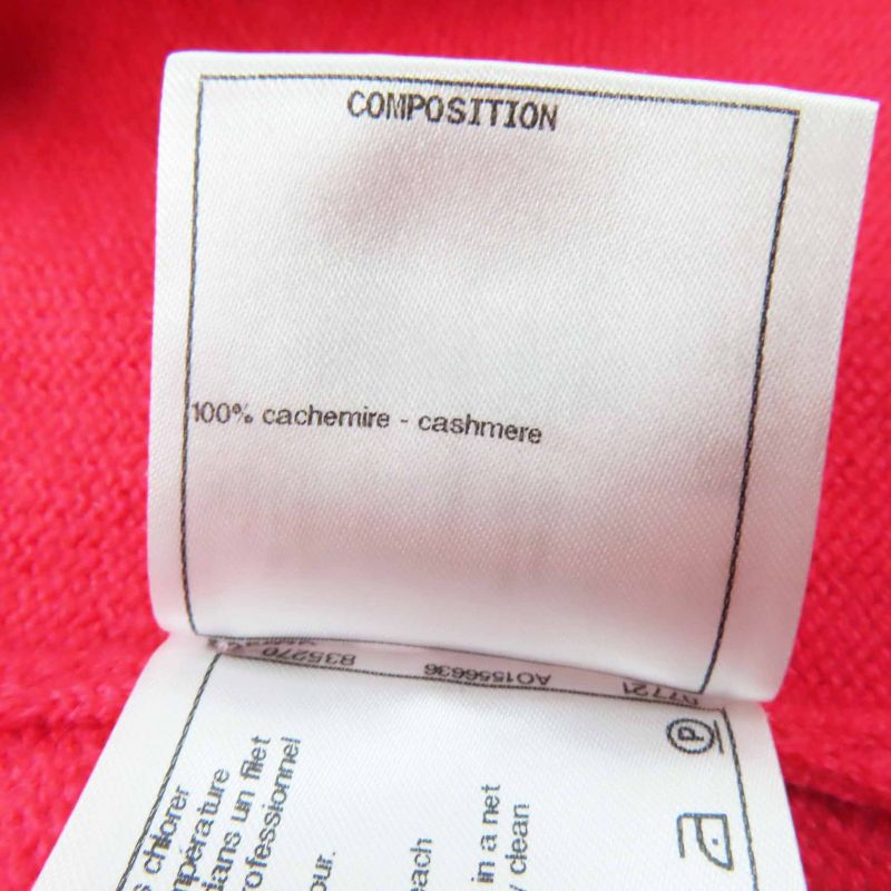 CHANEL P60724 100% Cashmere Coco Logo Line Short Sleeves Cache-coeur Knit