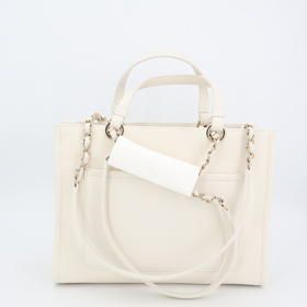 Chanel Small Zip Shop 2WAY White As3129 Ladies Tote Bag
