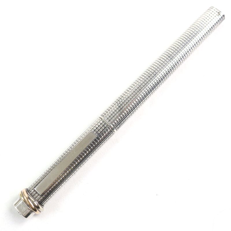 Cartier Trinity Ballpoint Pen With Logo Engraved On The Cap Silver Lattice