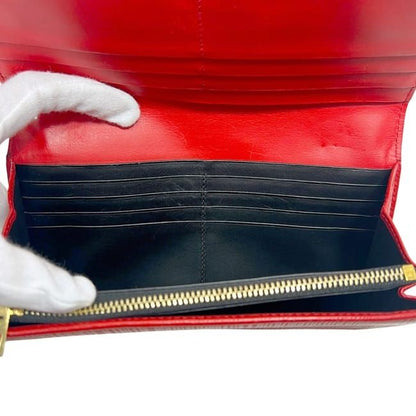 Loewe Bifold Long Wallet Red Linen 10188k98 Wallet Excellent Condition Leather