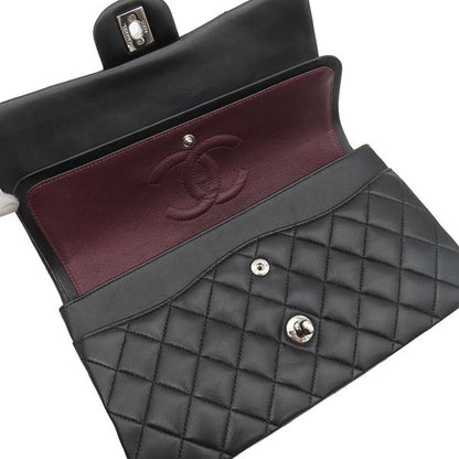 Chanel Shoulder Bag Matelasse 25 Flap Bag Lambskin Black Silver Hardware Black