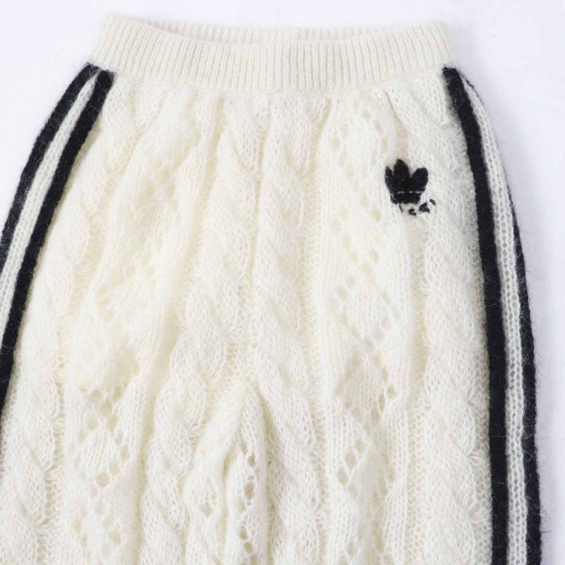 Gucci×adidas Gucci×adidas 721504 Trefoil Mohair Three Stripe Knit Pants White