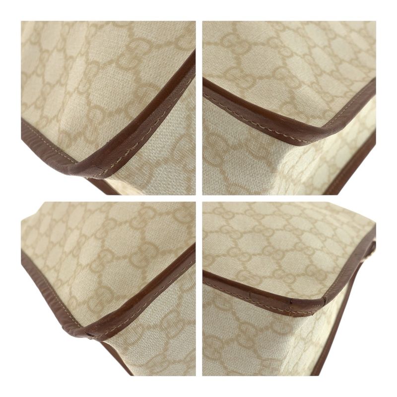 Gucci GG Plus Brown Ivory Gold Hardware Pvc/leather 189899 Business Bag