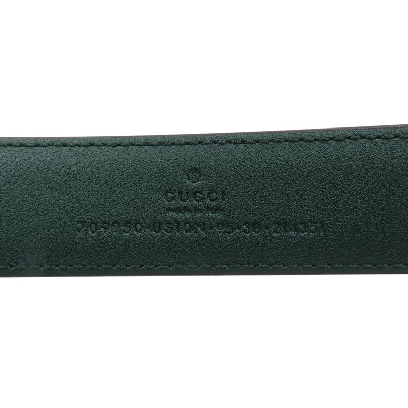 Gucci G Buckle 709950 Size 95 Leather Green Belt 0368 Gucci