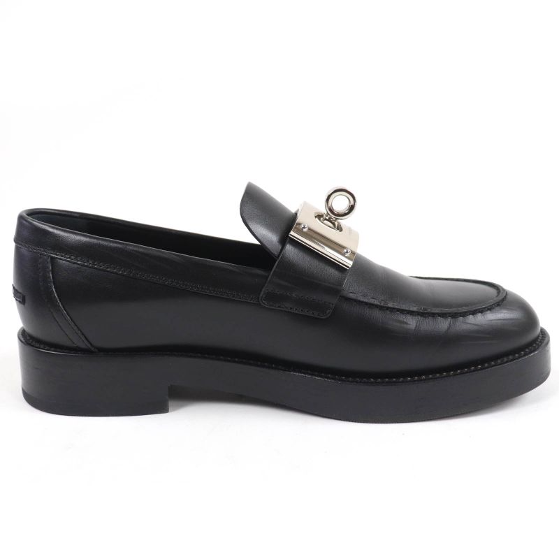 Hermes 2023 232075z Moccasin Hot Silver Hardware Kelly Buckle Leather Loafer