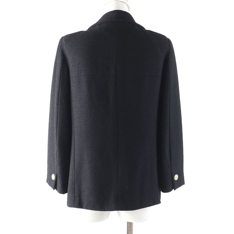 CHANEL Vintage 99P P12650 Wool Jacket With Coco Mark Buttons Black 36 Made In