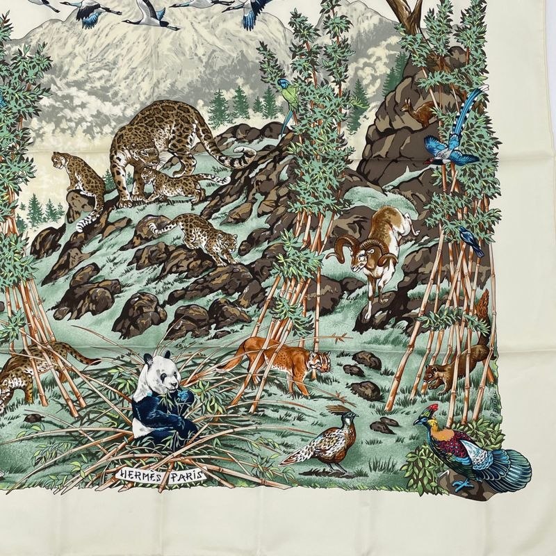 Hermes Carre 90 Scarf Sichuan White