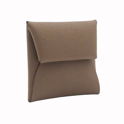 Hermes Bastia Etoupe Beige Vaux Epson Coin Case Coin Purse Silver