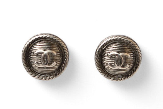 Chanel Earrings Chanel CC Coco Circle Motif Antique Silver B18