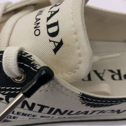 Prada Dotted Canvas Pointed Toe Sneakers - 36 - White - Women's