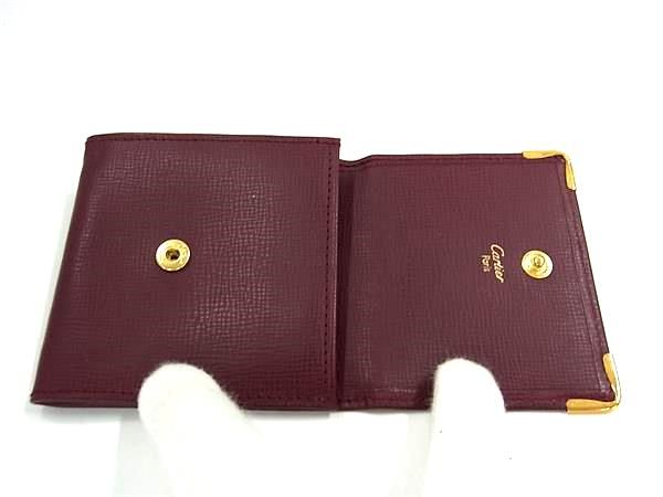 Cartier Must Line Leather Coin Case Coin Purse Ladies Men's Bordeaux Fj9163