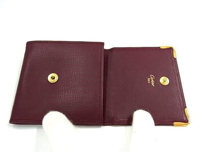 Cartier Must Line Leather Coin Case Coin Purse Ladies Men's Bordeaux Fj9163