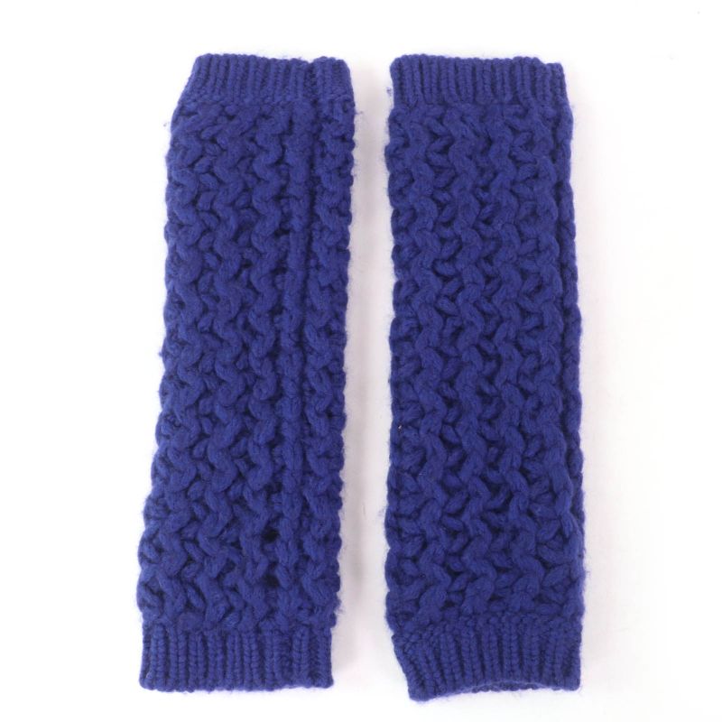 CHANEL P72987k10476 Knit Neck Warmer/arm Warmer 2-piece Set With Coco Mark Blue