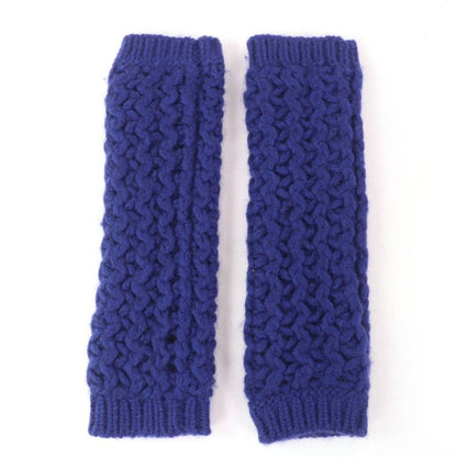 CHANEL P72987k10476 Knit Neck Warmer/arm Warmer 2-piece Set With Coco Mark Blue