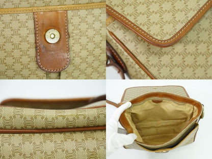 Authentic Celine Macadam Shoulder Bag Pochette PVC Beige Macadam Bag Pre-owned