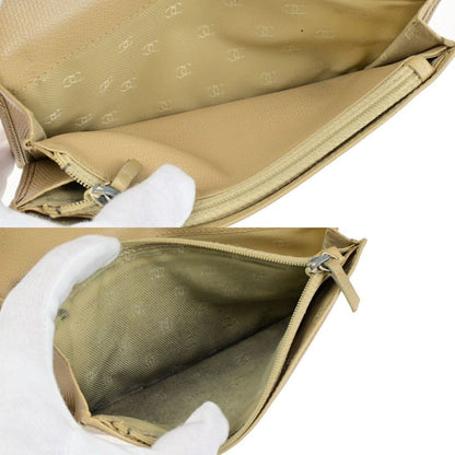 Chanel Wallet Coco Button Fold Wallet Leather Beige 60ka506