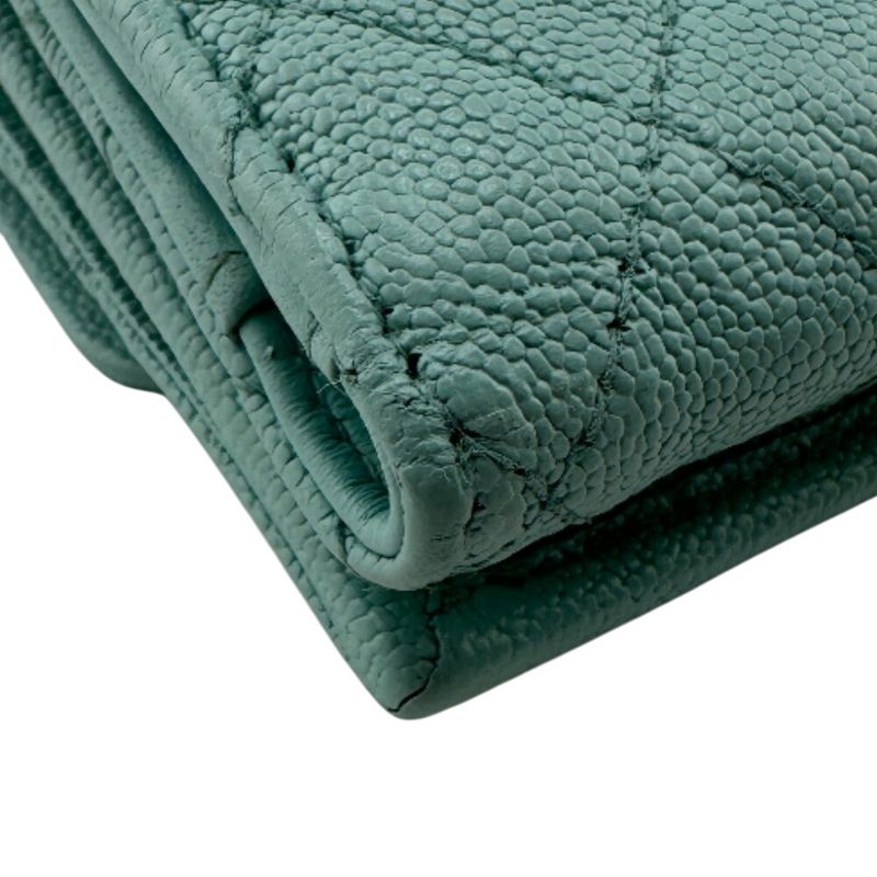 Chanel Boy Chanel Mint Trifold Wallet Branded Coin Purse Bill Blue Ladies