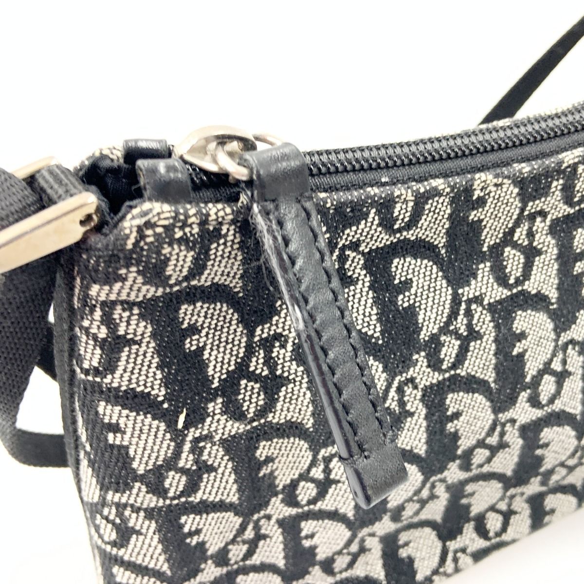 Christian Dior Trotter Handbag Pouch Beige X Black