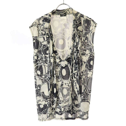 Chanel 2008 Ribbon Neck Silk Sleeveless Top P32886v23237 Black and White 38