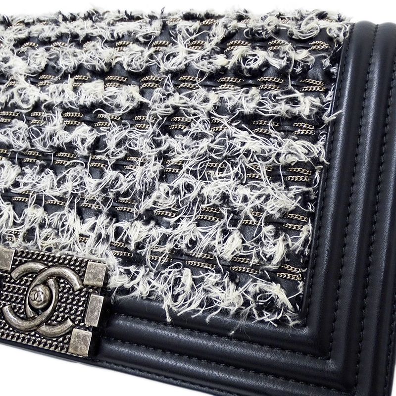 Chanel Bag Boy Chanel Women's Brand Shoulder Bag Tweed Leather Black White