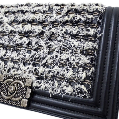 Chanel Bag Boy Chanel Women's Brand Shoulder Bag Tweed Leather Black White
