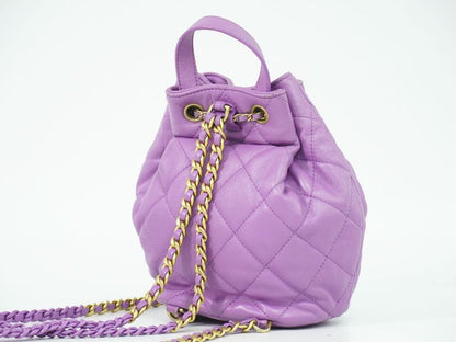 Authentic Chanel Coco Mark Matelasse Drawstring Chain Backpack Sac Backpack