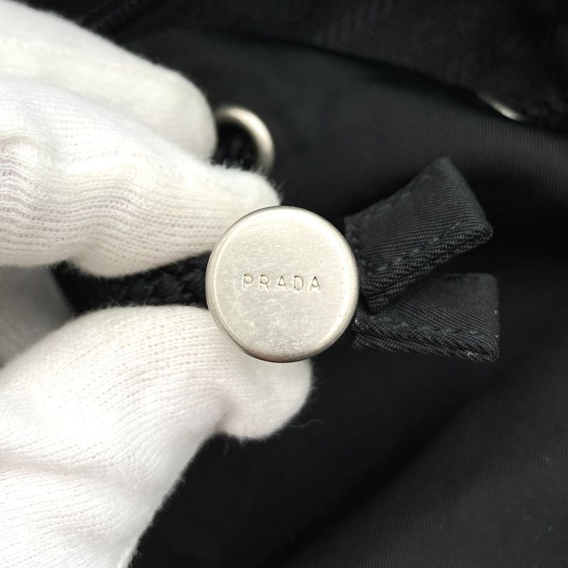 Sale/prada Nylon/bottom Leather Backpack/daypack Black Triangle Logo Triangle