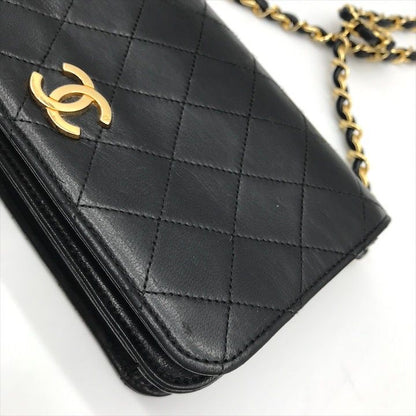 Chanel Quilted Lambskin CC Logo Push Lock Shoulder Bag Black