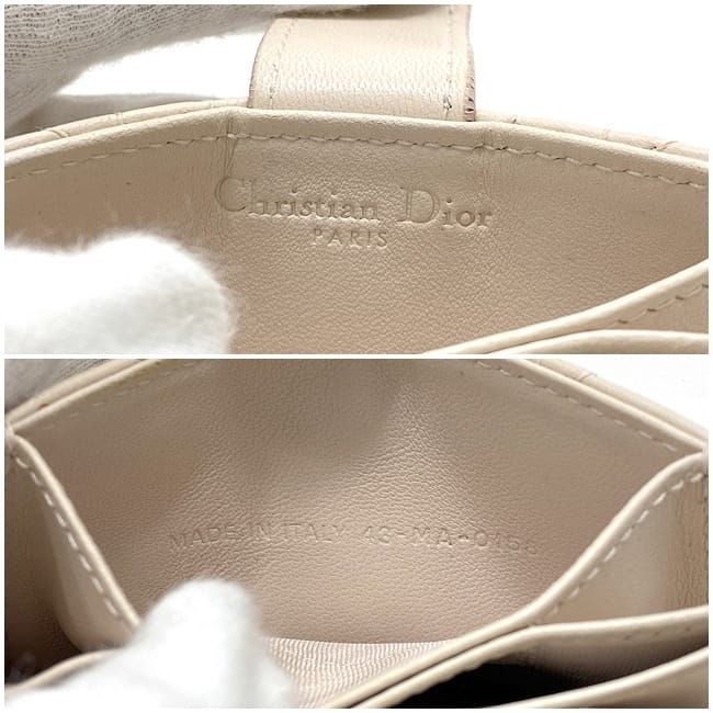 Christian Dior Card Case Beige Lady Dior Cannage