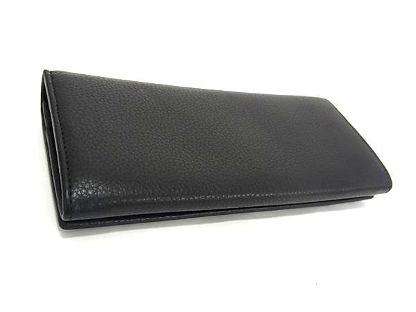 Bvlgari Leather Bifold Long Wallet Men Ladies Black Av8871