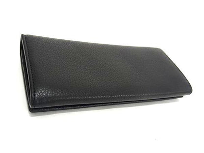 Bvlgari Leather Bifold Long Wallet Men Ladies Black Av8871
