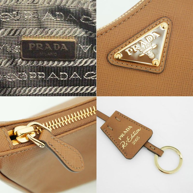 Prada Re-edition Saffiano Leather Shoulder Bag Hand 1bh204 Camel Ladies