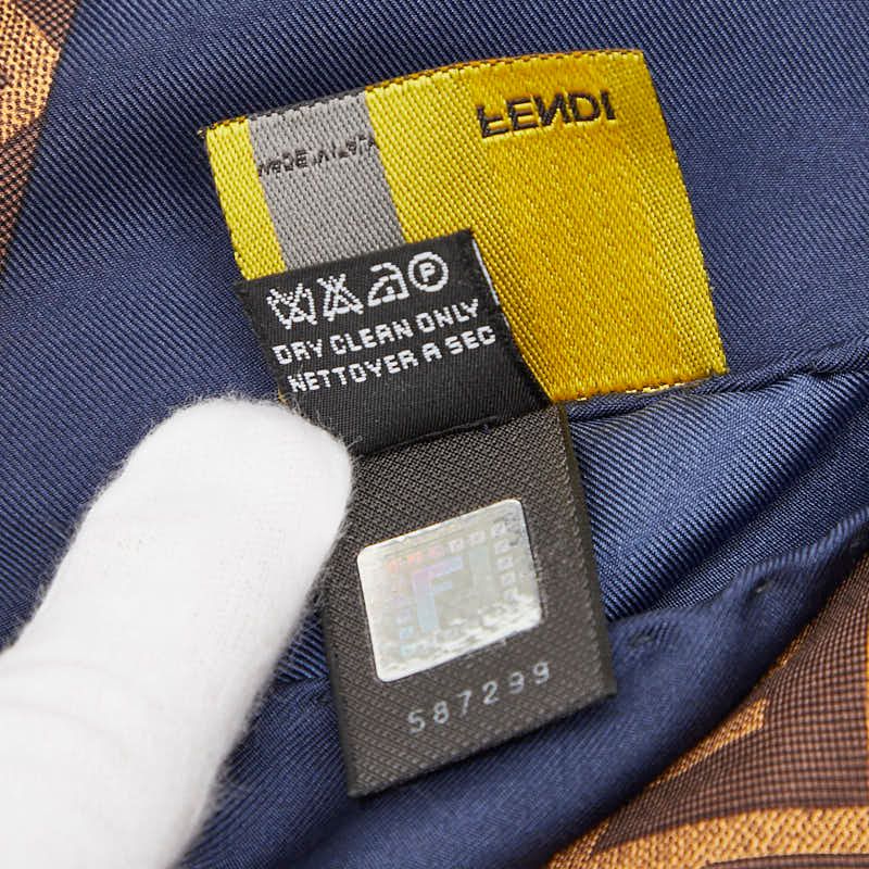 Fendi Zucca Brown Navy Silk Women's Fendi