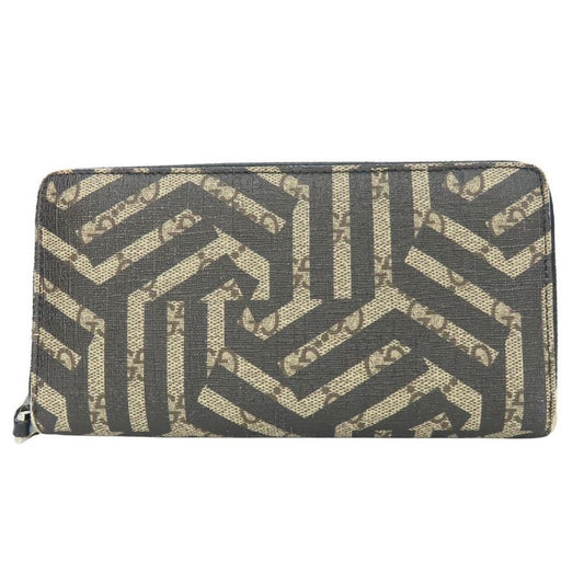 Gucci Long Wallet 411766 GG Kaleido GG Supreme Canvas Beige Black Round Zipper