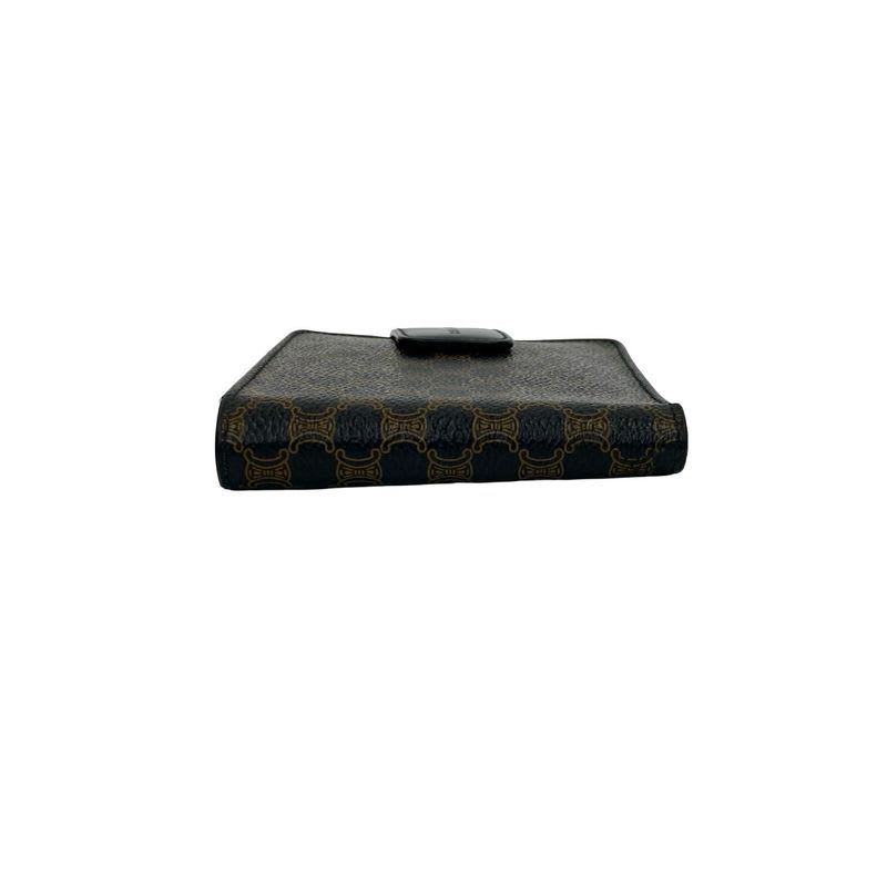 Celine Vintage Macadam Blason Triomphe Pattern Leather Bifold Wallet Mini