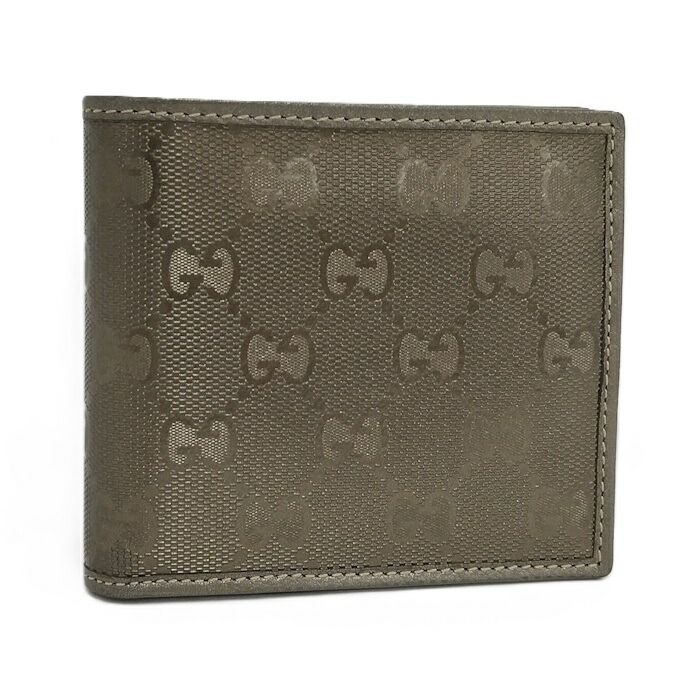 Gucci Bifold Wallet GG Imprime Metallic Khaki 224122