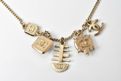 Chanel Necklace Pendant Chain Ladies Marine Motif